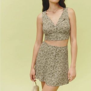 Reformation | Ember Two Piece Green Floral Skirt Set | 12